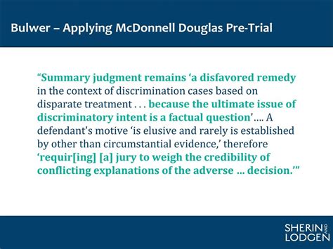 mcdonnell douglas summary judgment.